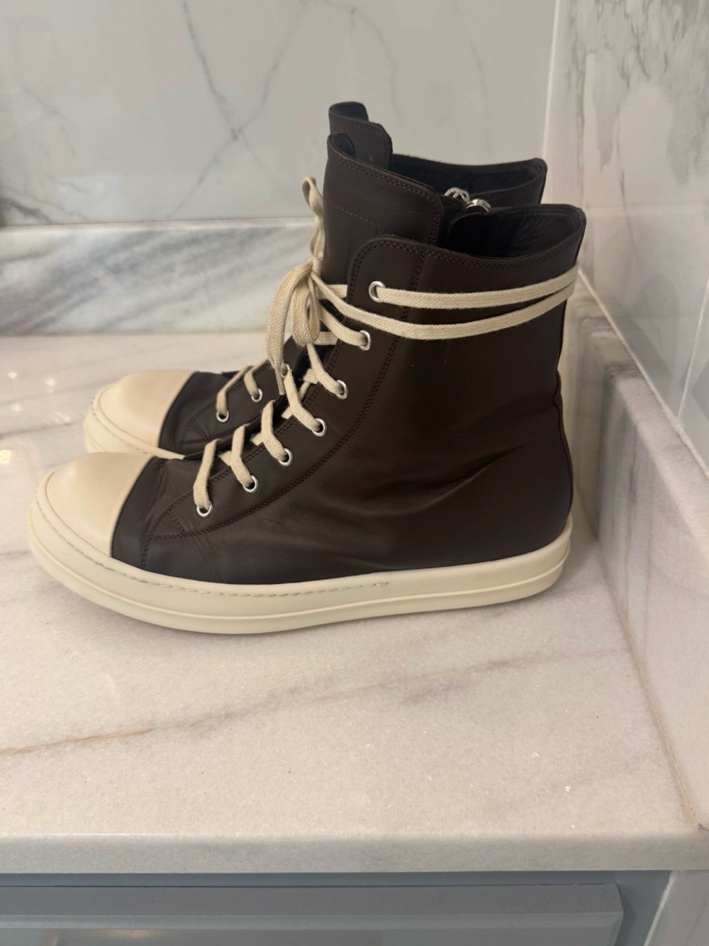 Chocolate Rick Owen’s High Top Sneaker